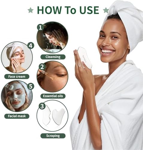 2Pcs Gua Sha Facial Tools Stainless Steel, Detailer GuaSha Set for Face Neck, Natural Skin Care Metal Gua Sha Lymphatic Drainage Face Massage Tool, Gift for Women