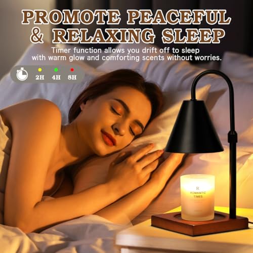 Modern Candle Warmer Lamp with Timer, Adjustable Dimmable Candle Lamp Warmer, Women Gifts for Christmas Xmas, Black Lamp Warmer Gifts for Mom, Men Candle Lamp, Home Decor for Bedroom Living Room Decor