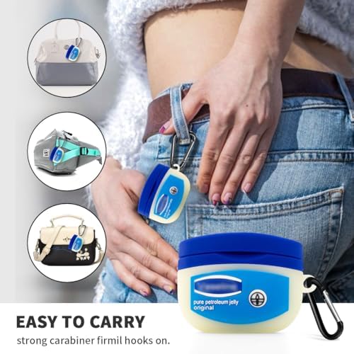 WQNIDE Blue Bottle Case,6in1 Accessories Set Silicone Protective Cover,Cute 3D Fashion Fun Character Design,with Keychain Kids Women Men for Airpods Pro Case -2019 (Vaselin)