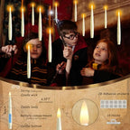 AFINETH Flameless Floating Candles with Wand, Magic Hanging Candles, Flickering Floating LED Candles, Ivory Battery Operated Electric Taper Candles for Halloween Christmas Birthday Theme Party, 12 PCS