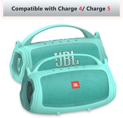 Silicone Cover and Hard Travel Case for JBL Charge 4 / Charge 5 Portable Bluetooth Speaker Accessories (Teal Case, NOT for Wi-Fi Version)