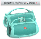 Silicone Cover and Hard Travel Case for JBL Charge 4 / Charge 5 Portable Bluetooth Speaker Accessories (Teal Case, NOT for Wi-Fi Version)