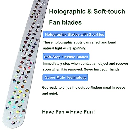 AOUKUNG 3PCS Retractable and Portable Food fan for Indoor Outdoor Meals, Food Spinning Fan for Picnic Table