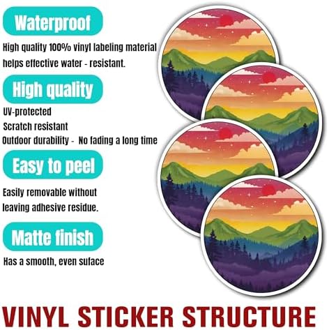 Pack 4PCS Subtle LGBTQ+ Stickers Flag LGBT Pride Mountain Trans Sunset Waterproof Vinyl Decals Decor Laptop Water Bottle Hard Hat Kindle Cars Window Bumper Helmet Tumbler Gifts