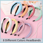 8Pcs Headbands for Women, Top Knotted Headbands Fashion Women Headbands Knotted Wide Headbands Solid Color Hair Accessories Daily Galentine's Day Gifts