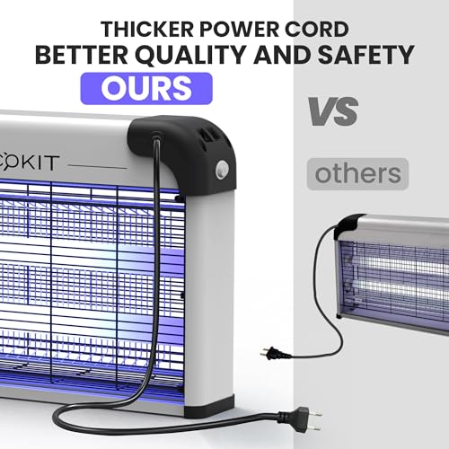 COKIT Indoor Electric Bug Zapper Powerful 20W Fly Insect Killer for Home Restaurants Kitchen Garden Including 2 Pack Replacement Bulbs, Half Pack Grid (with Bug Collection Tray)