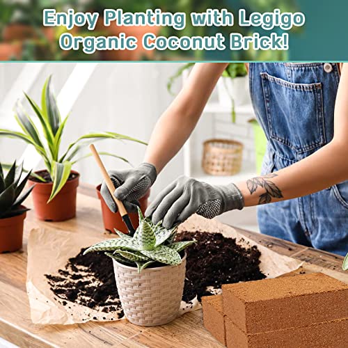 Legigo 8 Pack Premium Coco Coir Brick for Plants- 100% Organic Compressed Coconut Coir Bricks Starting Mix, Coco Coir Fiber Coconut Husk for Planting, Gardening, Potting Soil Substrate, Herbs