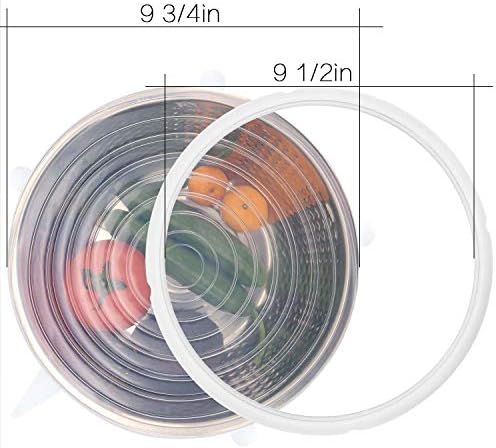 Silicone Sealing Ring Gaskets (2) + Silicone Inner Pot Lid Cover (1) Accessories Compatible with 8 Qt Instant Pot and Other Pressure Cookers