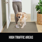 Gorilla Grip Ultra Absorbent Moisture Guard Doormat, Absorbs Up to 5.7 Cups of Water, Stain and Fade Resistant, Spiked Rubber Backing, All Weather Mats Capture Dirt, Indoor Outdoor, 35x23, Beige
