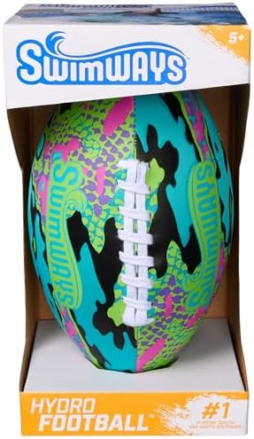 SwimWays Hydro Waterproof Football, Outdoor Games for Adults and Kids, Swimming Pool Accessories and Pool Party Games,9.25 Inches, Blue