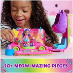 Gabby's Dollhouse Celebration Party Bus, Transforming Playset with Gabby & DJ Catnip Toy Figures & Dollhouse Accessories, Kids Toys for Ages 3 and Up