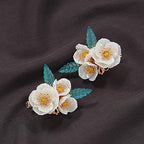 A Pair of Duckbill Clips White Pearl Flowers Hair Accessories Handmade Hair Clips for Women