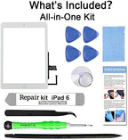 for iPad 6 (6th Gen 2018) A1893 A1954 Screen Replacement Glass Touch Digitizer Repair Kit with Home Button & Tools - Only for iPad 6 6th Generation (White)