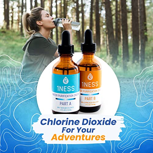 1NESS Chlorine Dioxide Kit 2 Part Liquid Classic 1:1 Set Citric Acid 50% : Sodium Solution (1x 4oz Solution A + 1x 4oz Solution B)