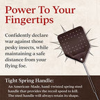 Hope Woodworking Leather Fly Swatter Set (1 Pack) – 17” Amish-Made Fly Swat w/Real Leather Paddle – Fly Swatters Multi Pack w/Metal Handle – Bug Swatter, Mosquito Swatter, Wasp Swatter (Chocolate)