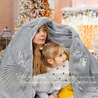 Glow in The Dark Blanket Dinosaur Blanket for Boys Kids Soft Cute Dino Blanket Christmas Toys Gifts Gray Glowing Dinosaur Blanket for Bed 90x90 inch