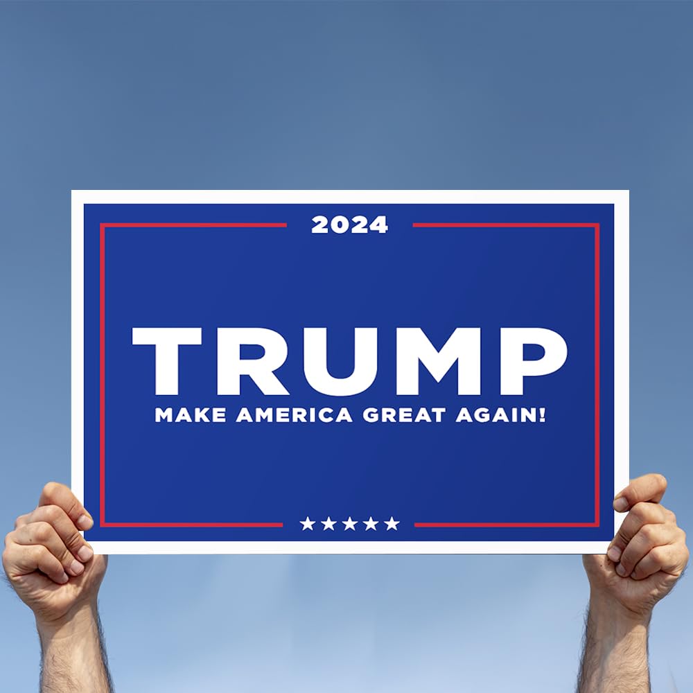 Trump Yard Sign 2024 Large, 24" x 18" Double-Sided Trump Campaign Yard Sign With Stake, MAGA Trump Yard Sign, Show Your Support, Decorate Your Lawn With Trump Campaign Yard Sign