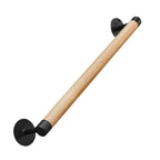 Purife 3ft Wood Modern Railing for Stairs, Wood Stair Handrail W/s Black Sturdy Metal Brackets, Banister Railing for Stairs Wood Safety Grab Handles for Elderly & Kids