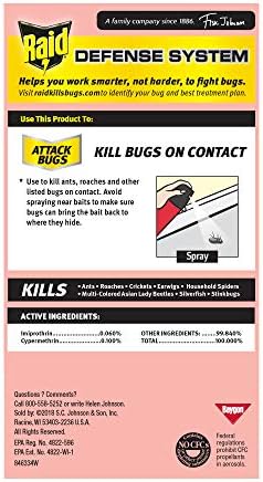Raid Ant & Roach Killer Spray for Listed Bugs, Insect, Spider, For Indoor Use, Fresh Scent, 12 Oz, Pack of 12