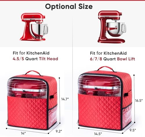 BAGSPRITE Stand Mixer Cover with Appliance Sliders Base Compatible with KitchenAid Mixer-Storage Bag for 4.5/5 Quart with Pockets for Kitchen Aid Accessories and Attachments