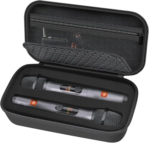 Wireless Microphone Case Compatible with JBL Wireless Two Microphone/for JBL Partybox, Handheld Dual Mic Travel Storage Bag for Receiver, Batteries and Other Accessories - Black (Box Only)