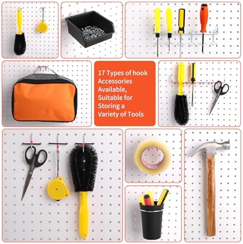 240PCS Pegboard Hooks Assortment, Pegboard Accessories Organizer Kit with Pegboard Bins, Pegboard Cups, 1/8 and 1/4 inch Peg Board Hooks for Hanging Tools, Garage Pegboard Wall Organization