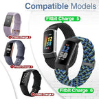 Braided Watch Bands Compatible with Fitbit Charge 6/Fitbit Charge 5 for Women Men, Elastic Adjustable Solo Loop Stretchy Nylon Woven Replacement Wristbands for Fitbit Charge 6/Fitbit Charge 5