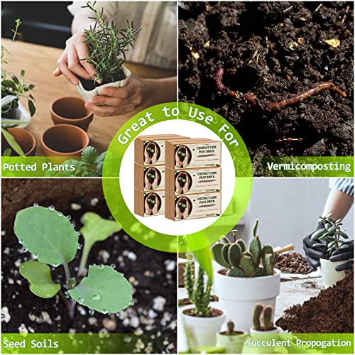 Legigo 12 Pack Premium Coco Coir Brick for Plants- 100% Organic Compressed Coconut Coir Bricks Starting Mix, Coco Coir Fiber Coconut Husk for Planting, Gardening, Potting Soil Substrate, Herbs