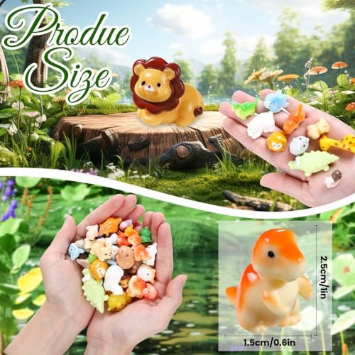 40pcs Mini Resin Animal 40 Styles Tiny Resin Animals Miniature Little Small Animal Figures Bulk for Micro Fairy Garden Landscape Accessories Dollhouse Hide Crafts Decor Aquarium Toys