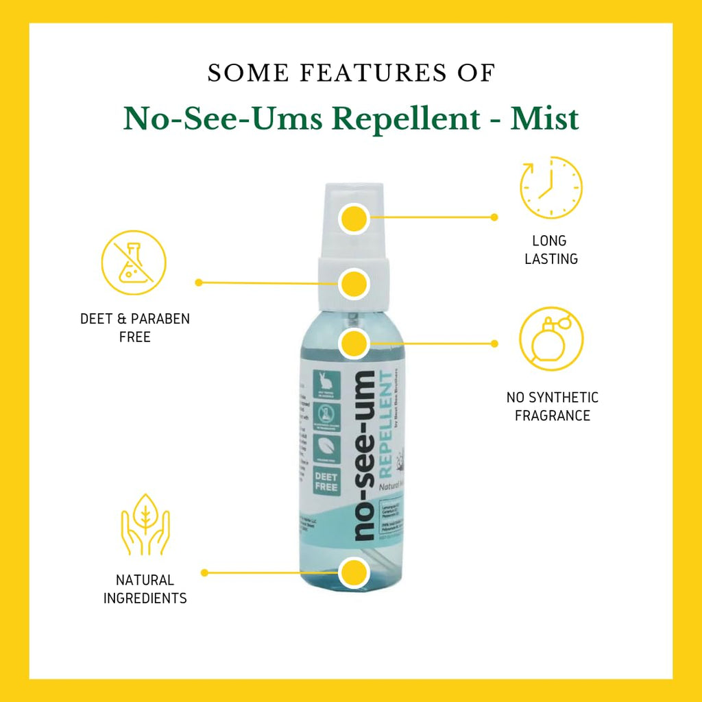 Natural No-See-Um Mist (4 Pack) | Non-Greasy Formula | Organic Essential Oil Blend Safe for The Whole Family