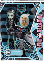 Monster High Frankie Stein Reproduction Doll Wearing Original Fashion & Shoes with Pet, Display Stand & Accessories, 10-5-inch Collectible Toy