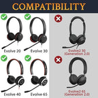 SOULWIT Replacement Ear Pads Cushions for Jabra Evolve 65/40/30/20 Headphones, Earpads for Jabra Evolve 65UC 65MS/ 40UC 40MS/ 30US 30II/ 20SE 20UC 20MS Headset - Evolve 65 PL Black