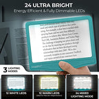 MagniPros 5X Large LED Page Magnifier for Reading Magnifying Reader with 3 Color Lighting Modes & Anti-Glare Lens to Reduce Eye Strain-Perfect for Small Prints, Aging Eyes, Low Vision and Seniors