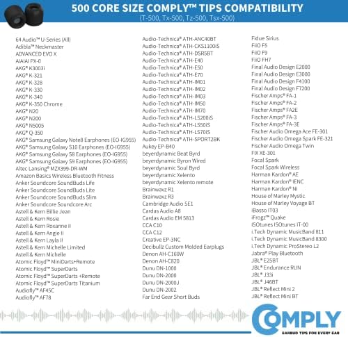Comply 500 Core Series | Memory Foam Replacement IEM Ear Tips for KZ, Moondrop, FiiO Sennheiser & More | Superior Noise Isolation, Ultimate Comfort, Secure Fit | TechDefender, Black, Large (3 Pairs)