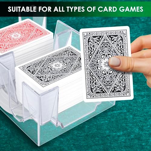 Dual Deck Revolving Card Holder - 360 Degree Poker Playing Cards Holder Canasta Card Holder Casino Accessories Acrylic Playing Card Holder for Playing Card Games - Clear Tray Poker Card Deck Holder