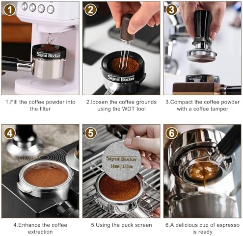 51mm Portafilter Basket Espresso Filter : 2 Cup Coffee Filter Basket Fits Breville and Most 51mm Portafilter - 304 Stainless Steel | Espresso Machine Accessories Bundle Including 51mm Puck Screen