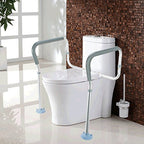 OasisSpace Toilet Rail - Medical Bathroom Safety Frame for Elderly, Handicap and Disabled - Adjustable Toilet Safety Handrail, 2 Additional Rubber Tips