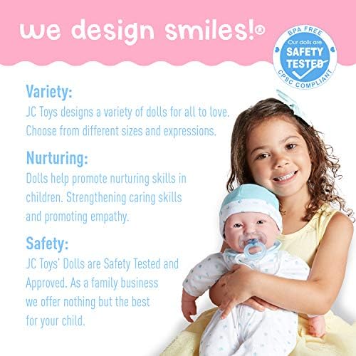 Caucasian 20-inch Large Soft Body Baby Doll | JC Toys - La Baby | Washable |Removable Blue Outfit w/ Hat and Pacifier| For Children 2 Years +