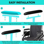 Wheelchair Armrest Pads - Premium Comfort Foam Cushions Universal Fit for Drive/Invacare/Medline Wheelchair Parts, Lightweight Wheelchair Accessories & Replacement Parts (Easy Installation)