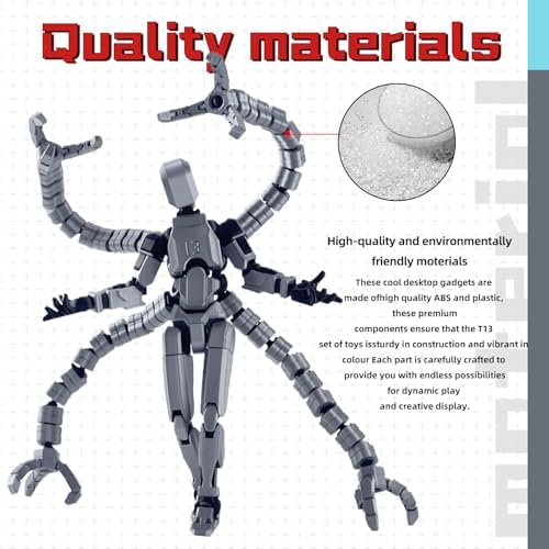 Already Assembled T13 Action Figure Accessories,Dummy 13 T13 Multi-Jointed Movable,for Collectors Desktop Decorations t-13 Movability 3D Printed Toys (Gray)