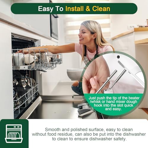 Hand Mixer Beaters Blender For KitchenAid & Hand Mixer Dough Hooks For KitchenAid Hand Mixers Whisk Attachment KHMPW Stainless Steel Egg Beater/Whisk Attachment for Kitchen Hand Mixer Accessories,3PCS