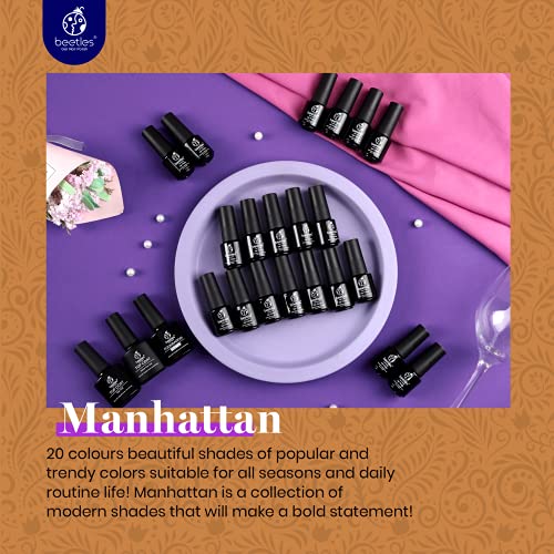 Beetles 23 Pcs Winter Gel Nail Polish Set - Manhattan Collection Nude Glitter Burgundy Red Brown Champagne Gold Fall Gel Polish Soak Off UV Glossy & Matte Top Base Coat Gifts for Women All Season