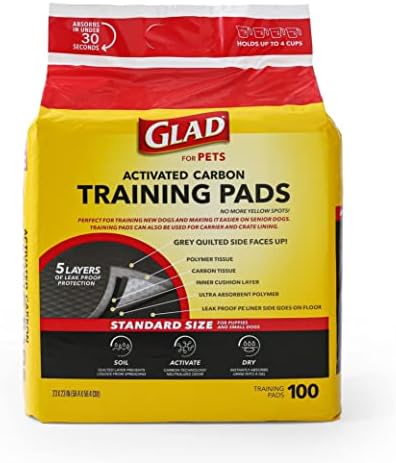 Glad for Pets Black Charcoal Puppy Pads 23" x 23" AllinOne Puppy Potty Training Pads That ABSORB & NEUTRALIZE Urine Instantly New & Improved Quality Puppy Pee Pads, (Pack of 1, 100 Count Total)