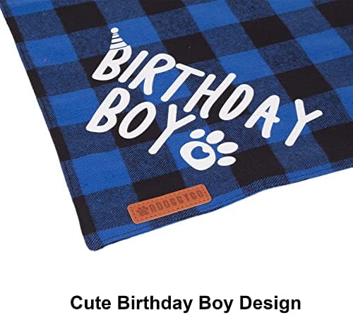 ADOGGYGO Dog Birthday Party Supplies, Multi Size Offered, Birthday Boy Dog Bandana, Dog Birthday Hat with Numbers for Large X-Large Dogs Pets (X-Large, Blue)