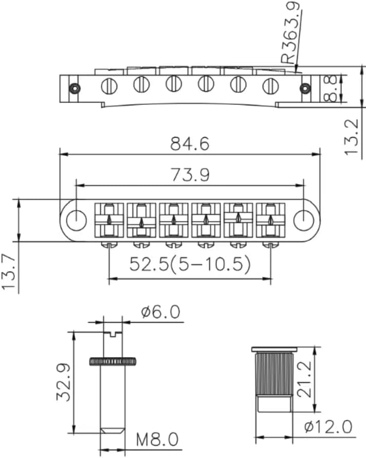 Guyker Guitar Saddle Bridge - Tune-O-Matic Bridges with Studs Replacement for LP EPI 6 String Electric Guitar (GM003, Relic)