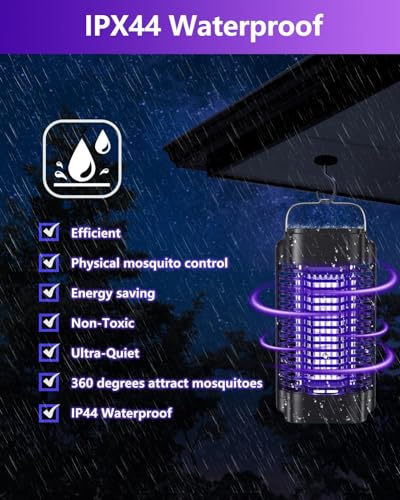 Bug Zapper for Outdoor and Indoor, Electric Mosquito Zapper Mosquito Trap Waterproof Fly Traps Mosquito Killer for Home, Backyard, Garden, Patio, Camping