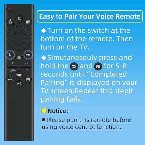for Samsung TV Remote Replacement with Solar Charging and Voice Control, for 2021-2024 Samsung Remote Control for Smart TV Frame Crystal QLED QLED 4K 8K TVs. 2-Year Full Warranty.