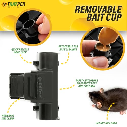 Tratper Large and Small Rat Traps - 4 Pack Tunnel Dual-Entry, Outdoor & Indoor, Warehouse, Quick Humane Kill, Reusable, Pest Control for Rats, Mice, Mouse Traps (8”x6”x5)
