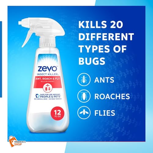 Zevo Instant Action Multi-Insect gets Ride Ants, roaches and More, Indoor Outdoor Use, Bio-Selective Pet People Friendly Safe + Venancio’sFridge Sticker & Sticky Fruit Trap (Zevo 12oz - Pack of 2)