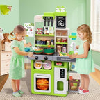 Kids Play Kitchen Set, Toddler Kitchen Playset with Sound & Light, Cooking Stove with Steam, Play Sink, Play Food Toy and Kitchen Accessories, Kitchen Toy for Kids Girls Boys 1-3